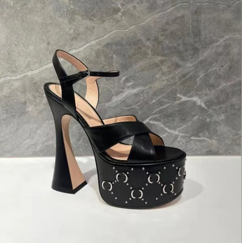 New sandals buckle leather platform womens shoes dinner shoes 15.5cm luxury designer ankle strap factory shoe Formal high heeled shoes, Black
New sandals buckle leather platform womens shoes dinner shoes 15.5cm luxury designer ankle strap factory shoe Formal high heeled shoes, Black