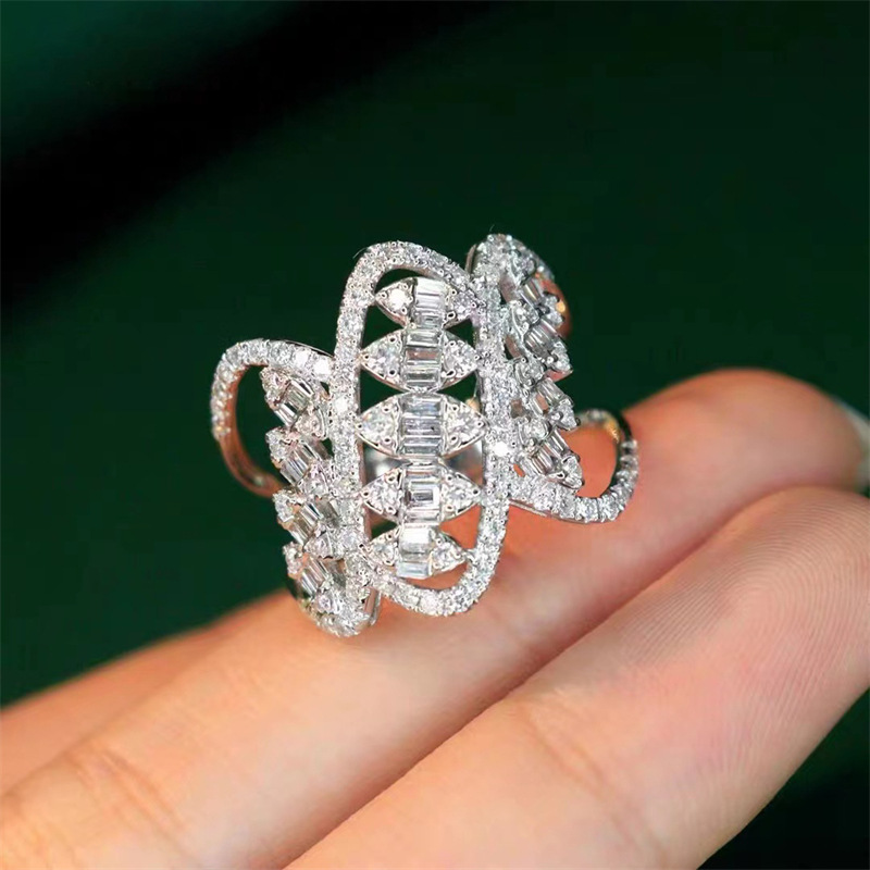 Wedding Rings: Sterg Sier Princess Cut White Topaz CZ Dia Open Adjustable Ring