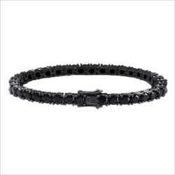 Hip Hop Jewelry Men Bracelet 3mm 4mm Sterling Silver Black Moissanite Diamond Tennis Bracelet