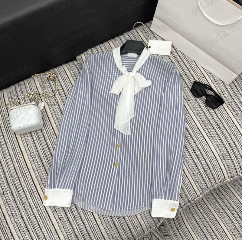 Striped Blouse Shirts White Bow Lace-up Custom Buttons Long Sleeves Shirt Silk Fabric Curved Hem Design Fashion Thin Tops Blouse For Women Elegant 1970
Striped Blouse Shirts White Bow Lace-up Custom Buttons Long Sleeves Shirt Silk Fabric Curved Hem Design Fashion Thin Tops Blouse For Women Elegant 1970