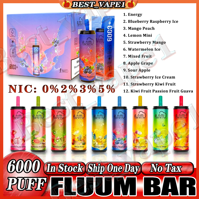 Authentic Fluum Bar Puff 6000 2% 3% 5% Disposable E Cigarettes Vape Pen 15ml Mesh Coil Pods Cartridge 600mAh Rechargeable Battery Vaporizer 12 Flavors Pick Out
Authentic Fluum Bar Puff 6000 2% 3% 5% Disposable E Cigarettes Vape Pen 15ml Mesh Coil Pods Cartridge 600mAh Rechargeable Battery Vaporizer 12 Flavors Pick Out