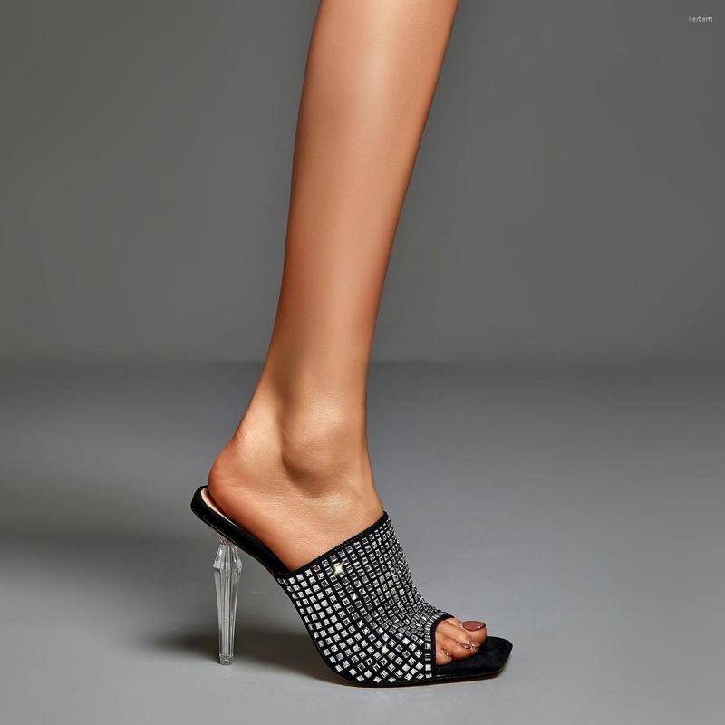 Sandals Women's Slip On High Heeled Mules Shoes Open Toe Stiletto Clear PVC Thin Heel Summer Casual Black Crystal Dress Shoe
Sandals Women's Slip On High Heeled Mules Shoes Open Toe Stiletto Clear PVC Thin Heel Summer Casual Black Crystal Dress Shoe
