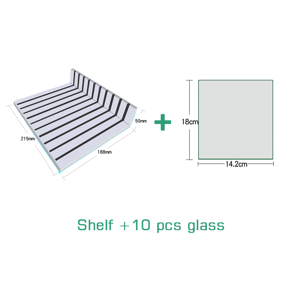 Professional Window Film Tester Display Stand, Aluminum Alloy Organizer Rack with 10 Glass Panels for Tint Sample Swatches and Demo Tools AL-521