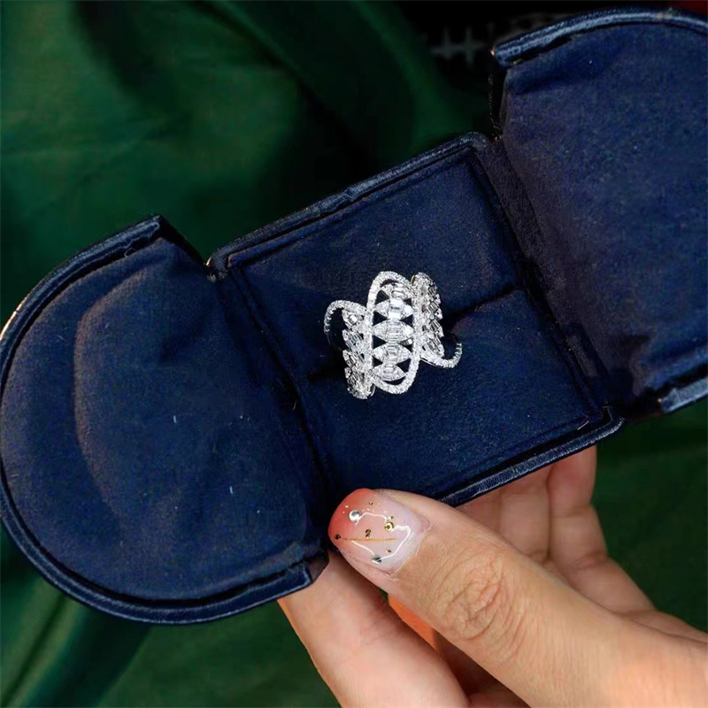 Wedding Rings: Sterg Sier Princess Cut White Topaz CZ Dia Open Adjustable Ring