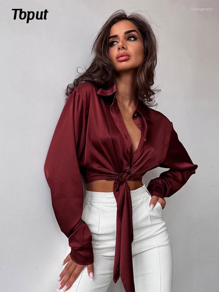 Women' Blouses Women Solid Bow Tie Satin Navel Short Shirt Female Basic Vintage Long Sleeve Ladies Sexy Fashion Elegant Button Tops, Dark brown
Women' Blouses Women Solid Bow Tie Satin Navel Short Shirt Female Basic Vintage Long Sleeve Ladies Sexy Fashion Elegant Button Tops, Dark brown