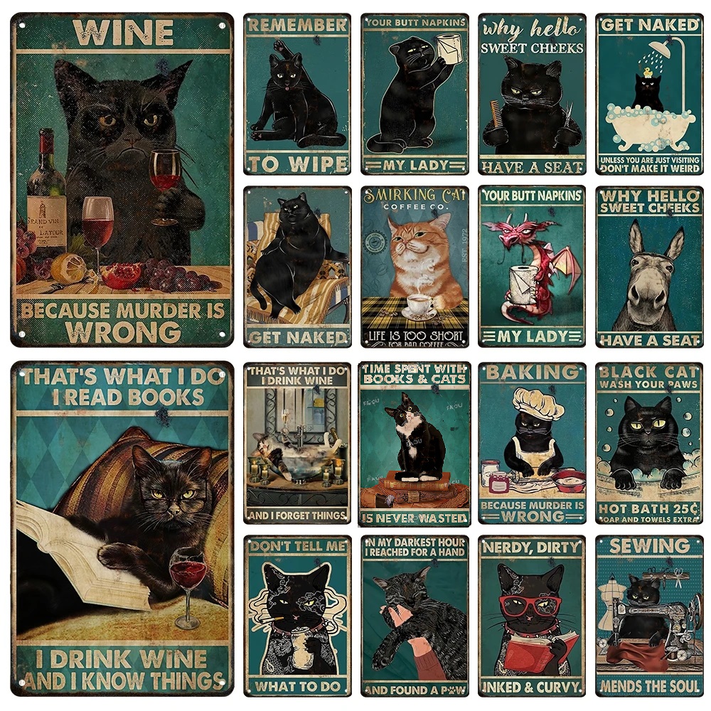 Black Cat Vintage Decorative Metal Tin Sign Plaques Inspirational Cat Animal Art Picture Tin Metal Signs Bar Decor Poster Boards Modern Home Wall Decor size 30X20 w01
Black Cat Vintage Decorative Metal Tin Sign Plaques Inspirational Cat Animal Art Picture Tin Metal Signs Bar Decor Poster Boards Modern Home Wall Decor size 30X20 w01