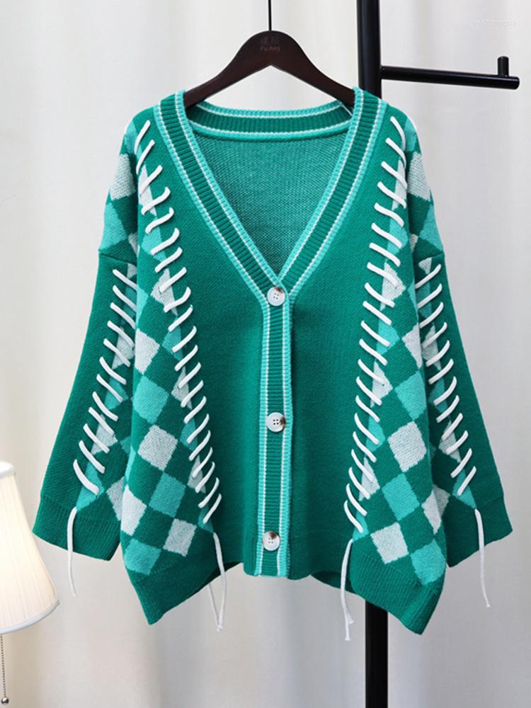 Women's Knits Knitted Retro String Sweaters For Women V Neck Single Breasted Plaid Female Outwear Clothing 2023 Autumn Winter H340, Green
Women's Knits Knitted Retro String Sweaters For Women V Neck Single Breasted Plaid Female Outwear Clothing 2023 Autumn Winter H340, Green
