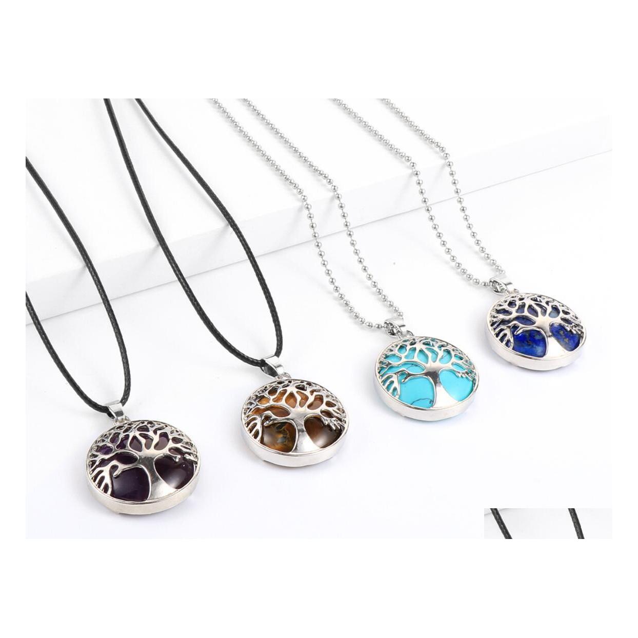 Pendant Necklaces Natural Stone Necklace Rose Quartz Crystal Turquoises Tiger Eye Tree Of Life Pendum For Women Reiki Jewelry Drop D Dhbm9
Pendant Necklaces Natural Stone Necklace Rose Quartz Crystal Turquoises Tiger Eye Tree Of Life Pendum For Women Reiki Jewelry Drop D Dhbm9