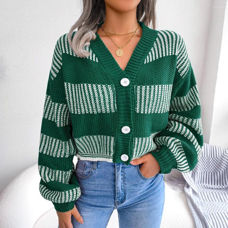 Women' Knits 2023 Autumn Women Sweaters Lantern Full Sleeve Striped Color Patchwork Open Stitch Winter Outwear Fashion Female Cardigan, Green
Women' Knits 2023 Autumn Women Sweaters Lantern Full Sleeve Striped Color Patchwork Open Stitch Winter Outwear Fashion Female Cardigan, Green
