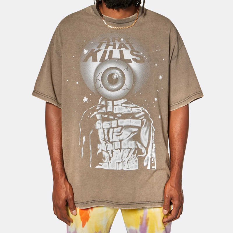 ATTK Letter Printed Tee Fashion T-Shirt Short Sleeve Man Women Summer Casual Hip Hop FZTX1560, Dark brown
ATTK Letter Printed Tee Fashion T-Shirt Short Sleeve Man Women Summer Casual Hip Hop FZTX1560, Dark brown