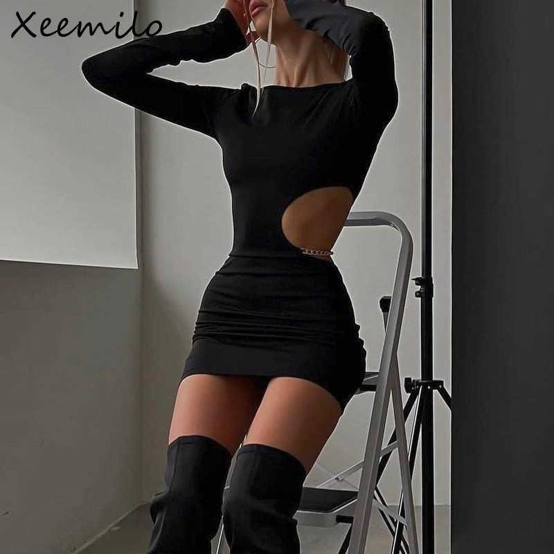 Casual Dresses Xeemilo Sexy Waist Hollowed Mini Dress Sexy Black Long Sleeves Slim Dresses 2022 Elegant Women Metal Chain Decoration Vestidos L230217
Casual Dresses Xeemilo Sexy Waist Hollowed Mini Dress Sexy Black Long Sleeves Slim Dresses 2022 Elegant Women Metal Chain Decoration Vestidos L230217