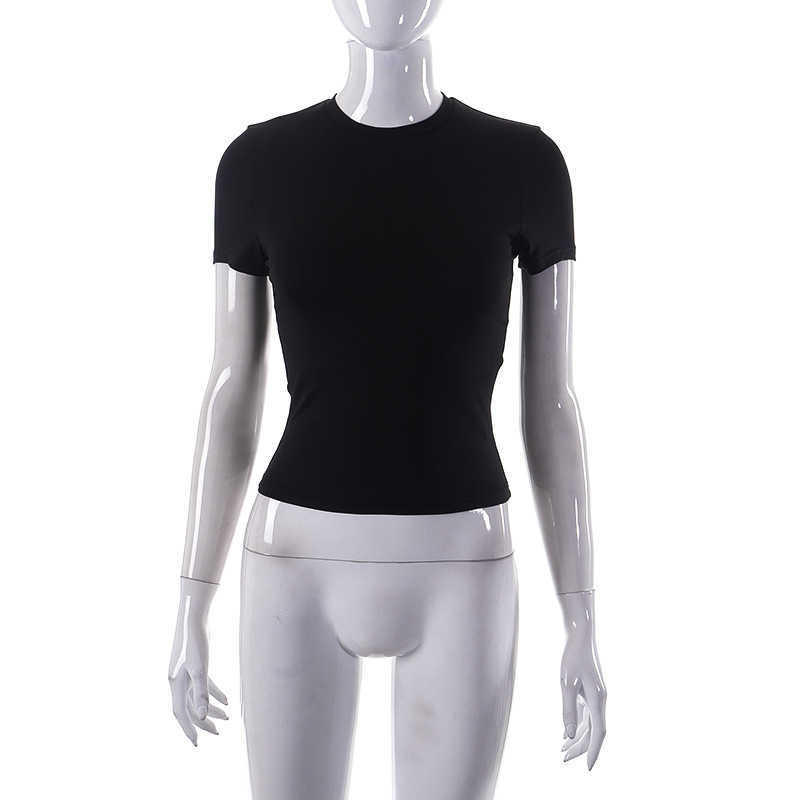 Women's Spring New Solid Round Neck Short Sleeve Basic T-shirt Top summer fashion shirts