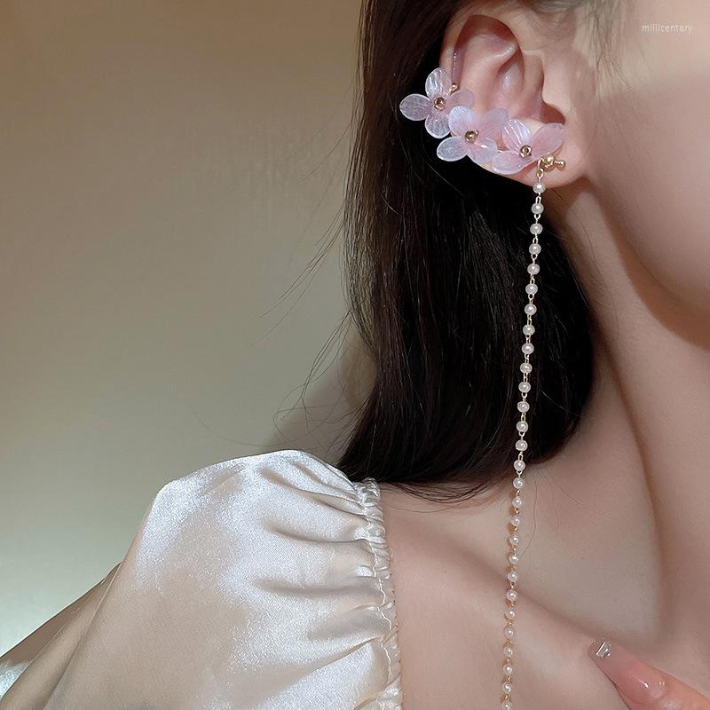 Backs Earrings Pink Acrylic Flower Ear Clips For Women Pearl Tassel Asymmetrical Fairy Jewelry Cute Gift Pendientes De Borla
Backs Earrings Pink Acrylic Flower Ear Clips For Women Pearl Tassel Asymmetrical Fairy Jewelry Cute Gift Pendientes De Borla