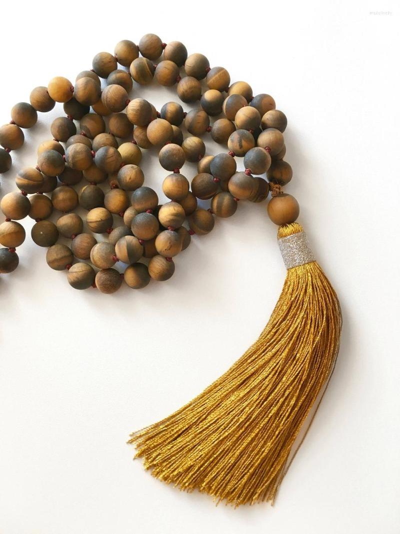 Pendant Necklaces Matte Tiger Eye Necklace 108 Mala Tassl Hand Knotted Meditation Jewelry Yoga Prayer Men's Gift
Pendant Necklaces Matte Tiger Eye Necklace 108 Mala Tassl Hand Knotted Meditation Jewelry Yoga Prayer Men's Gift