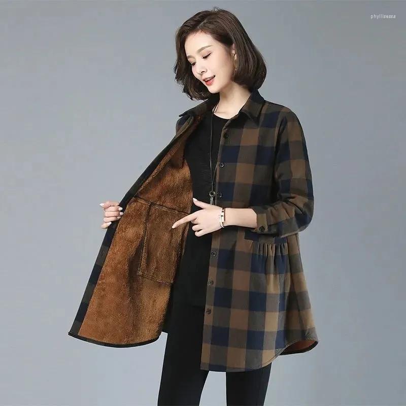 Women's Trench Coats Plus Velvet Plaid Shirt Autumn Winter Long-Sleeve Mother Size Windbreaker Middle-Aged Elderly Thick Spring Coat Phyl22, Coffee plaid
Women's Trench Coats Plus Velvet Plaid Shirt Autumn Winter Long-Sleeve Mother Size Windbreaker Middle-Aged Elderly Thick Spring Coat Phyl22, Coffee plaid