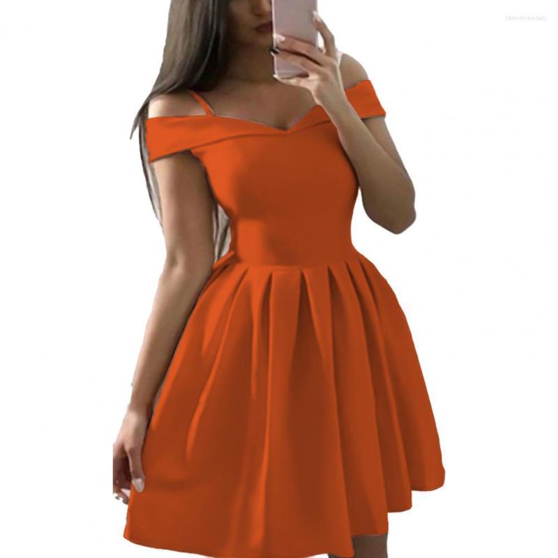 Party Dresses Elegant Women Dress Solid Color Pleated Off Shoulder Mini Partywear Spring A-Line, Orange
Party Dresses Elegant Women Dress Solid Color Pleated Off Shoulder Mini Partywear Spring A-Line, Orange