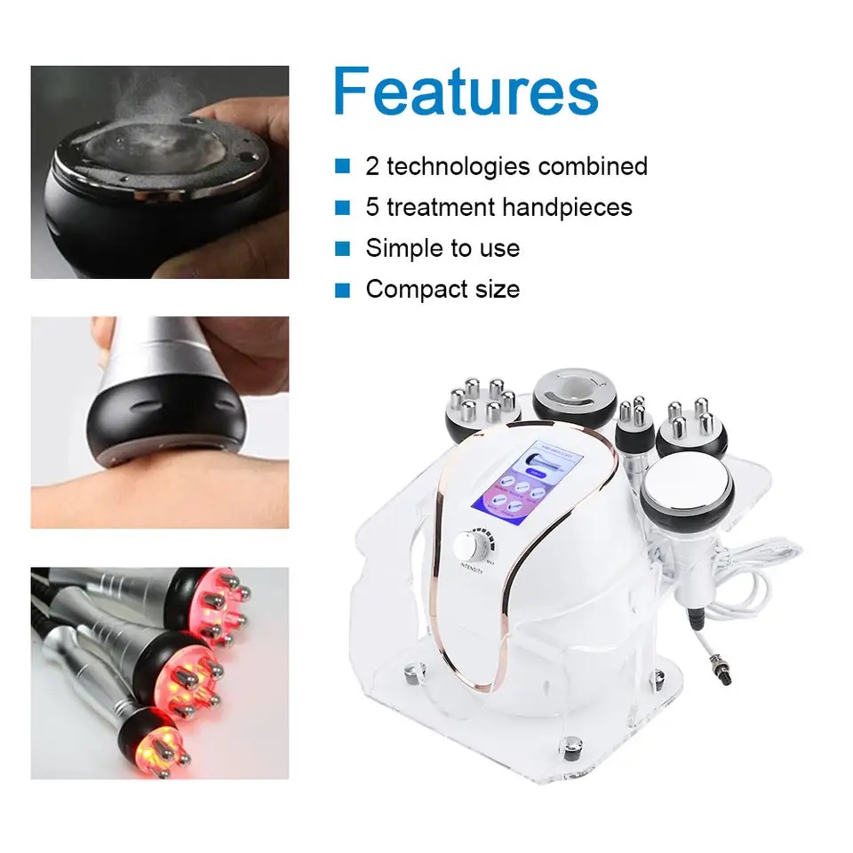 RF Equipment Effective Strong 40K Ultrasonic cavitation body sculpting slimming vacuum skin Firm body lift red photon machine with trolly cooling gel