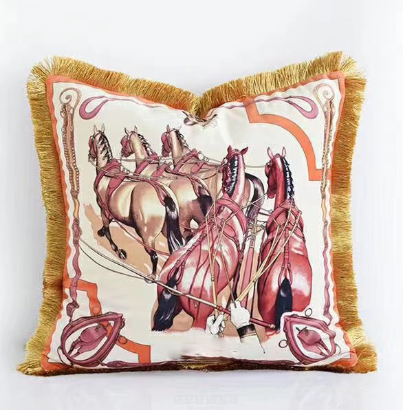 Pillow Case 2026 New Luxury Case Designer Horse Carriage Print Home Pillow Cover 26W0117