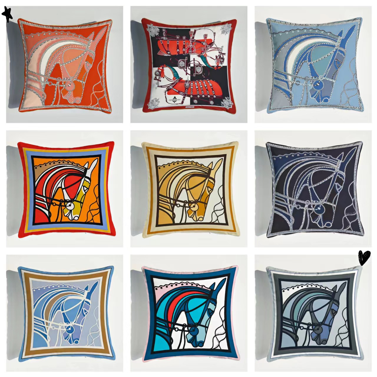 Pillow Case 2026 New Luxury Case Designer Horse Carriage Print Home Pillow Cover 26W0117