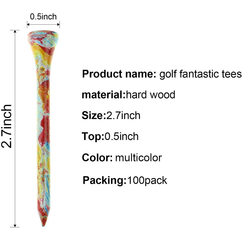 Golf Tees CRESTGOLF 100pcsPack 70mm 2.75" Wooden Golf Tees Golf Wood Tees Colorful Golf Wood Tees 230220