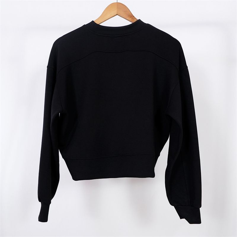 Women Yoga Outfit Sweatshirts Hoodie Loose Long Sleeve Crop Top Fitness Workout High Elasticity Crew Neck Gym Sweatshirts