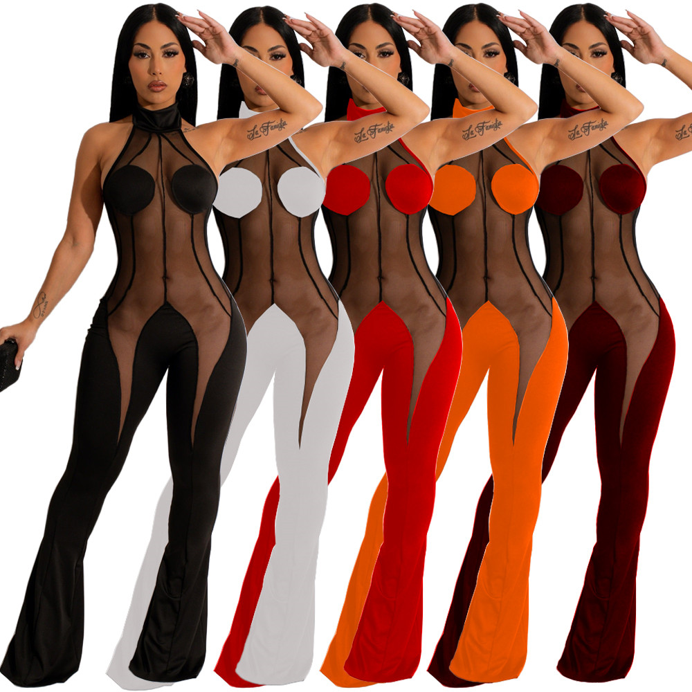 2023 Designer Mesh Patchwork Jumpsuits Women Spring Summer Clothes Sleeveless See through Rompers Sexy Bodycon Flare Pants Casual One Piece Outfits Wholesale 9309, White
2023 Designer Mesh Patchwork Jumpsuits Women Spring Summer Clothes Sleeveless See through Rompers Sexy Bodycon Flare Pants Casual One Piece Outfits Wholesale 9309, White