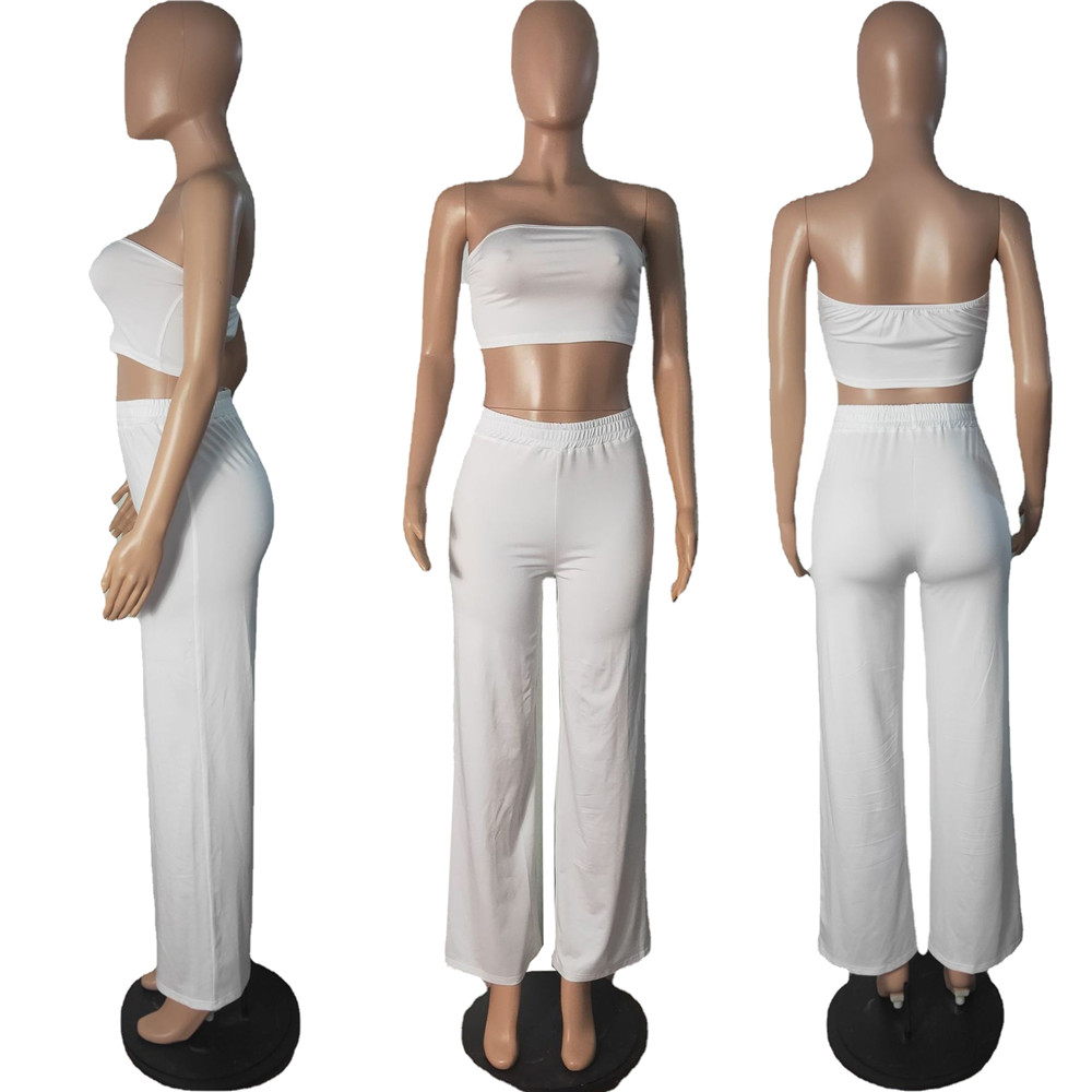 Designer Summer Outfits Women Tracksuits Two Piece Sets Fashion Sexy Strapless Tank Top And Pants Matching Sweatsuits Casual Solid Sportswear Wholesal