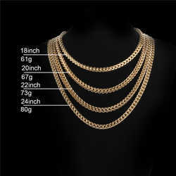 18k Real Gold Pvd Plated Stainless Steel Jewelry Non-tarnish Waterproof Necklace Hip Hop Plain 6mm Franco Chain for Men Women