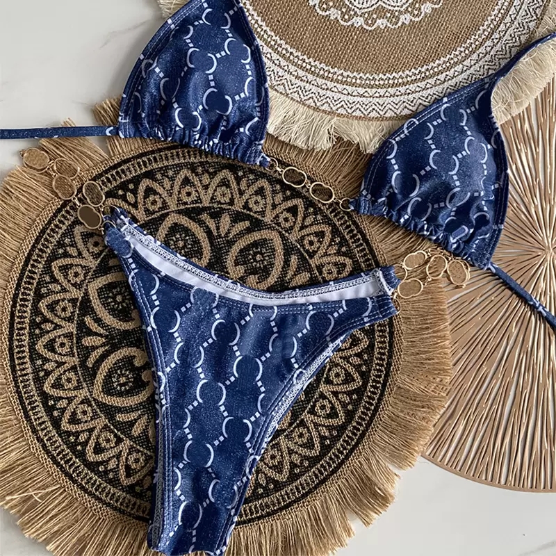 Designer Swimwear Bikini Top Two-piece Bikini Set Women Swimwear Chain Swimsuit Bandage Bathing Suits With pad Swimsuits, Brown
Designer Swimwear Bikini Top Two-piece Bikini Set Women Swimwear Chain Swimsuit Bandage Bathing Suits With pad Swimsuits, Brown