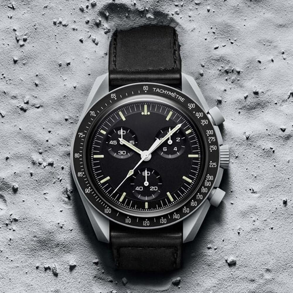 Moon Mens Watches Full Function Quarz Chronograph Watch Mission To Mercury 42mm Nylon Luxury Watch Limited Edition Master Wristwatches, Watch box
Moon Mens Watches Full Function Quarz Chronograph Watch Mission To Mercury 42mm Nylon Luxury Watch Limited Edition Master Wristwatches, Watch box