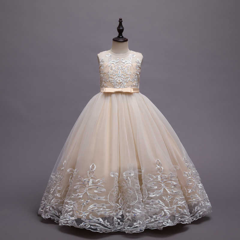 Special Occasions Flower Girls Princess Dress Teen Girl Party Bridesmaid Dresses For Kids Wedding Costome Tulle Lace Children Evening Vestidos W0221