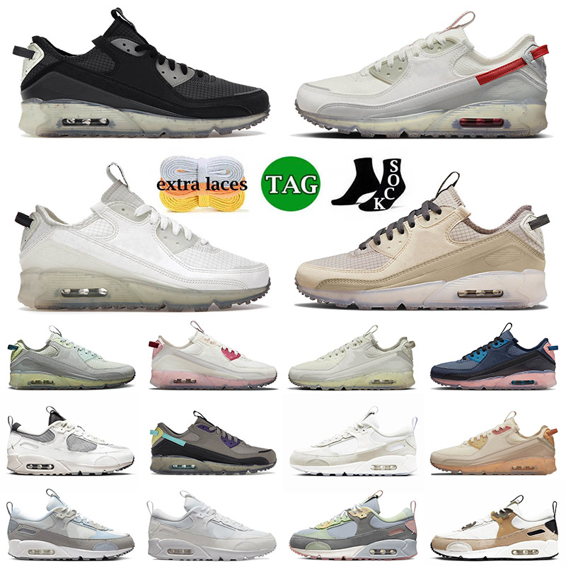 

90 Designer Terrascape Running Shoes Thunder Grey Black Lime Ice University Red Mens Women 90s Futura Light Bone Sail Sea Glass Men GAI Trainers Sneakers, B10 sail sea glass 40-45