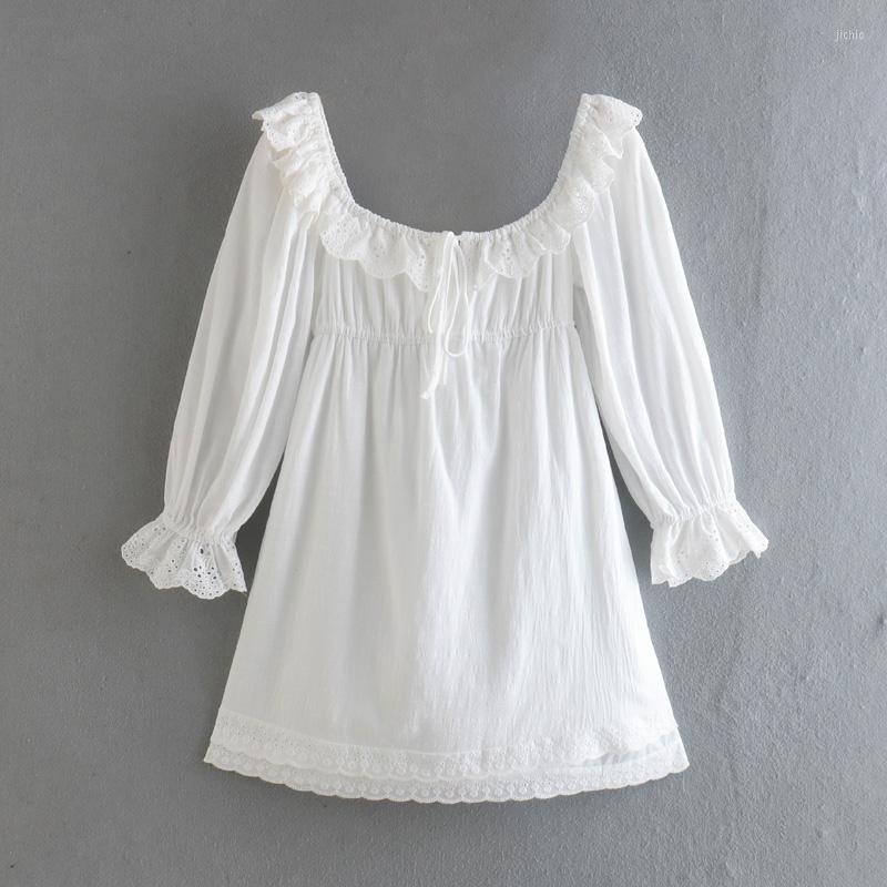 Casual Dresses White For Women 2023 Mini Dress Lace Lolita Kawaii Elegant Wedding Party Long Sleeve Backless