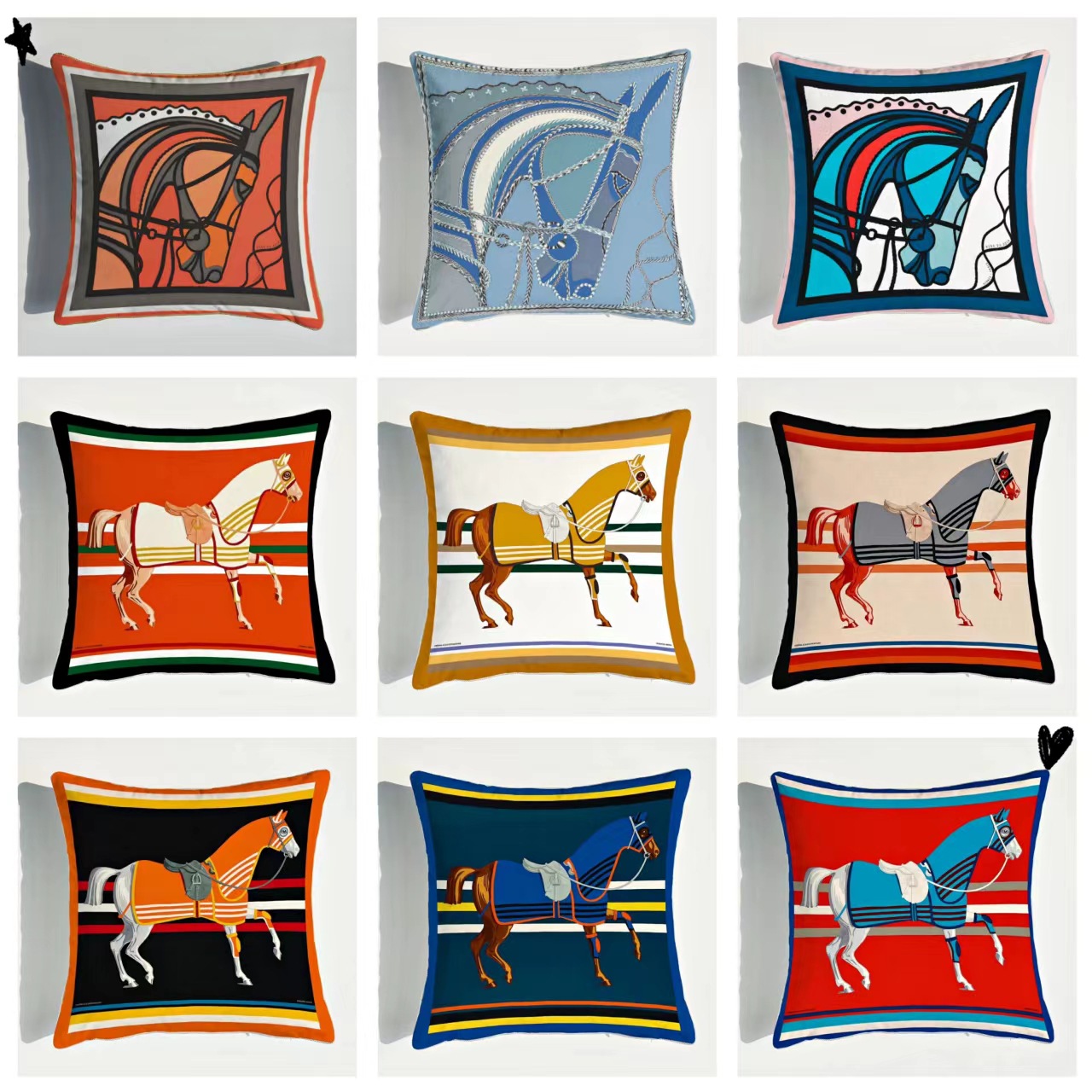 Pillow Case 2026 New Luxury Case Designer Horse Carriage Print Home Pillow Cover 26W0117