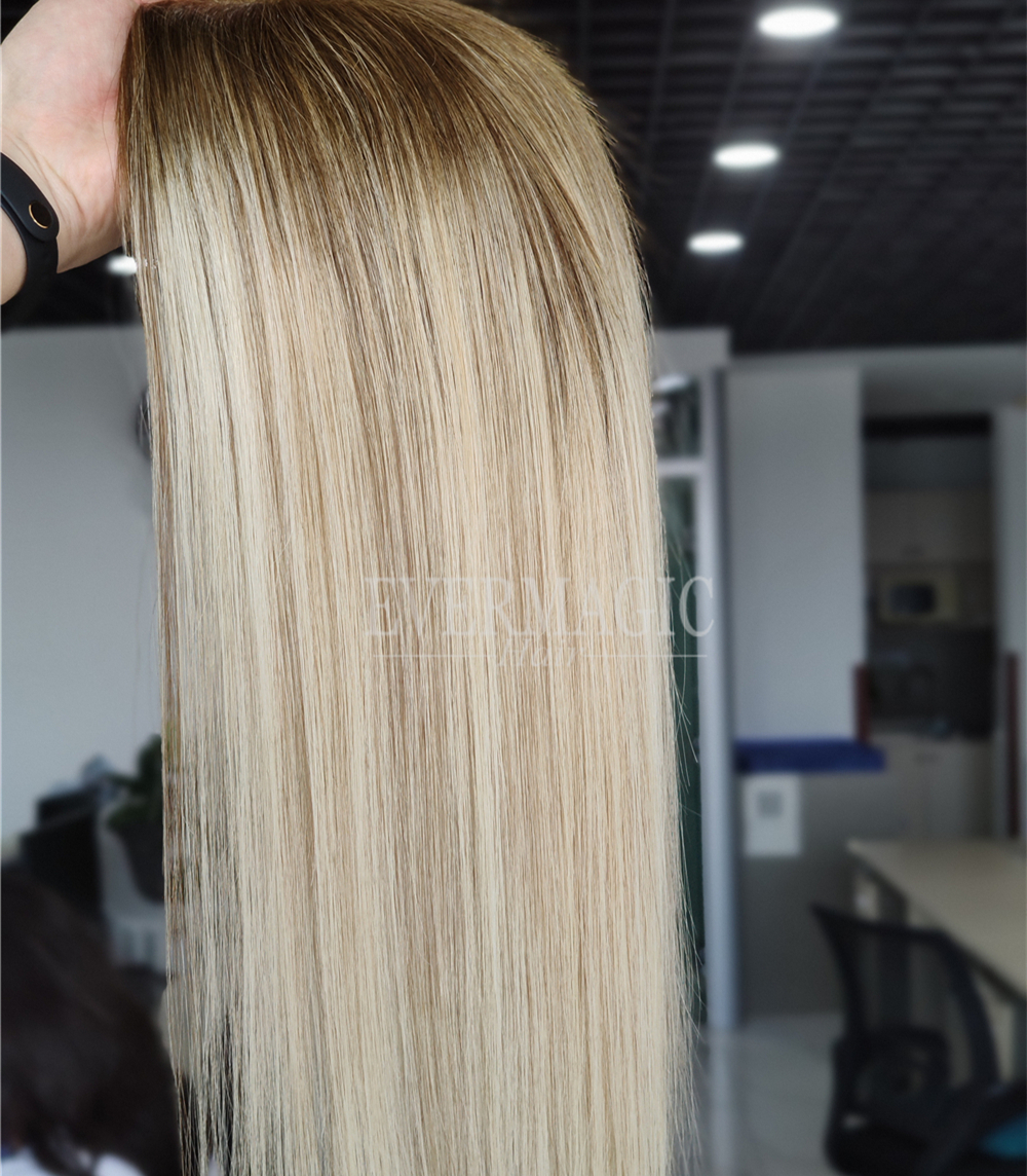 New Coming Stock Balayage Color Virgin Human Hair Toppers Mono With Open Weft Base for hairloss Women