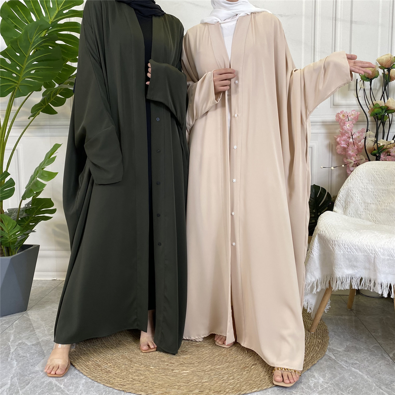 Muslim Elegant Abaya: Black African Dress With Buttons, Long Evening Robe Kaftan