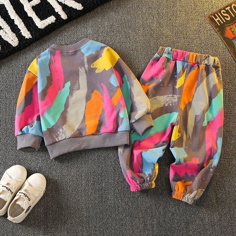 Clothing Sets Toddler Baby Tie Dye Outfits Girls Boys SweatshirtDrawstring Pant Sets 3D Print Children Jogger Set Kids Tracksuit 1-11 Years 230220