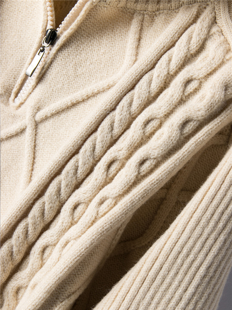 Women's Sweaters Women's Oversized Cable-knit Wool Sweater Thick Warm Knitted Pullover Solid Long Sleeve Turtleneck Zip Up Winter Coat C-148