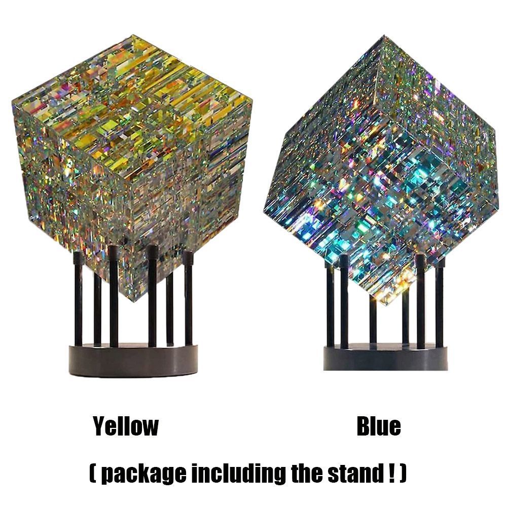 Decorative Objects Figurines Magical Cube Statue Yellow Magik Chroma Cube Sculpture Decoration Resin 230221