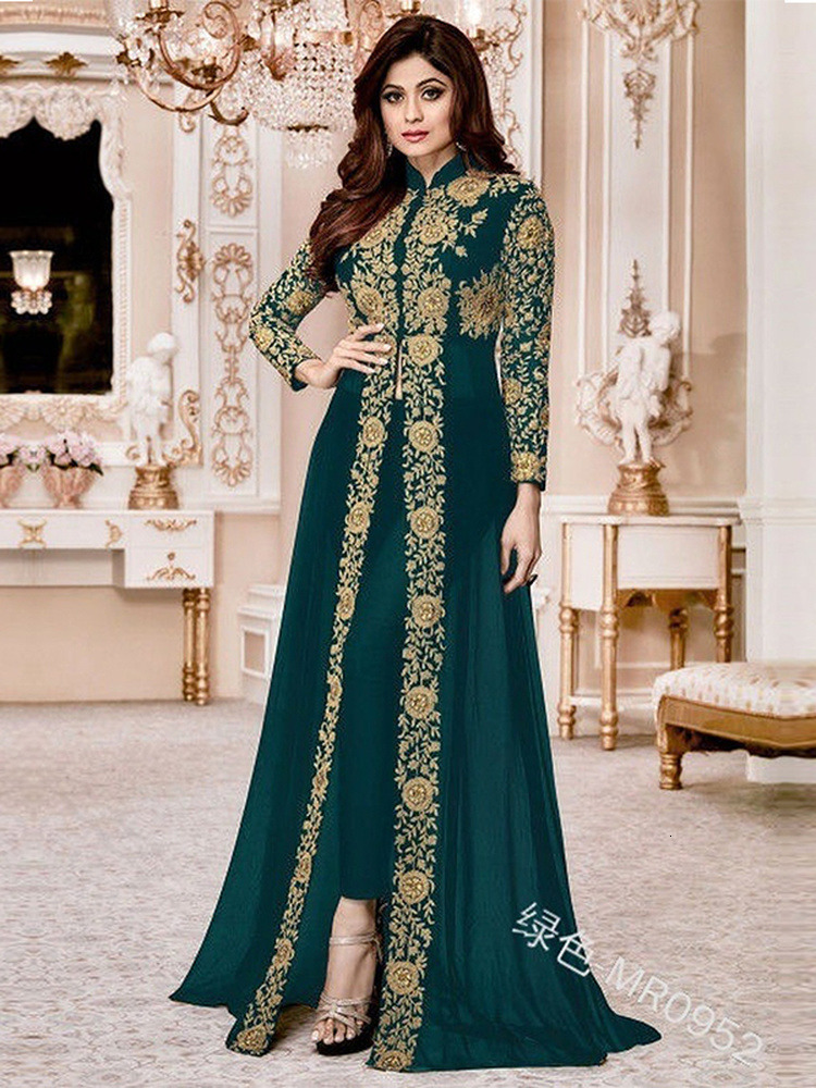 Elegant 2-Piece Muslim Abaya Dress Sets, Ral Long Sleeve Maxi Dresses With Stand Collar