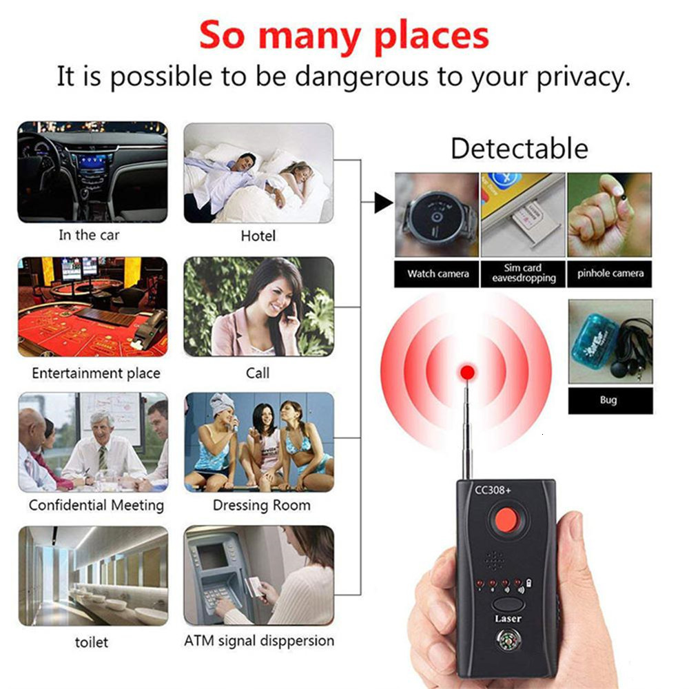 Camera Detector Wireless Signal Multi Function CC308 Radio Wave Scanner Full Range Wifi RF GSM Device Finder Anti Tracking Tool 230221