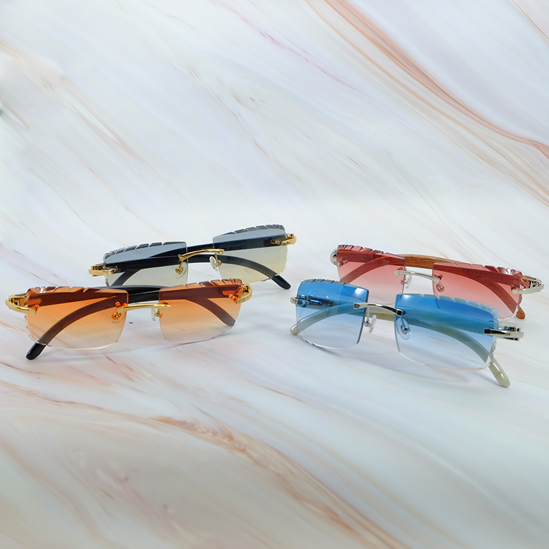 Genuine Horn Sunglasses Carter Designer Rimless Sunglass For Men And Women New In Dia Cut Shades Eyewear Glasses Good quality