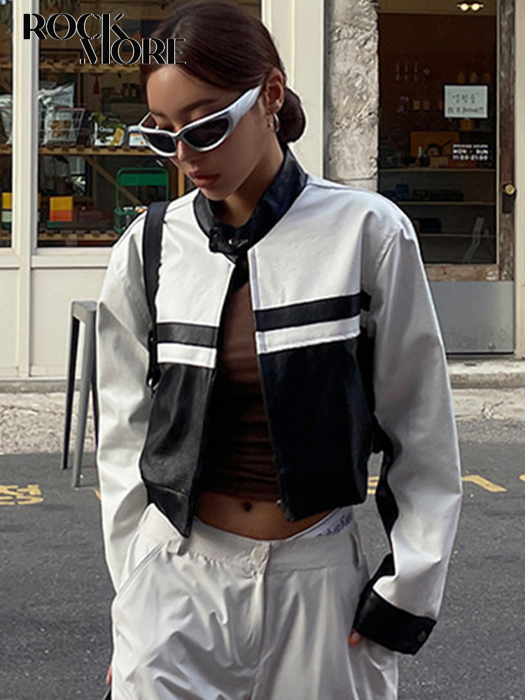 Men Hoodies Sweatshirts Rockmore PU Leather Jackets Streetwear Black White Contrast Autumn Fashion Cropped Coat for Women y2k Casual Zipper Outerwear 230221
Men Hoodies Sweatshirts Rockmore PU Leather Jackets Streetwear Black White Contrast Autumn Fashion Cropped Coat for Women y2k Casual Zipper Outerwear 230221