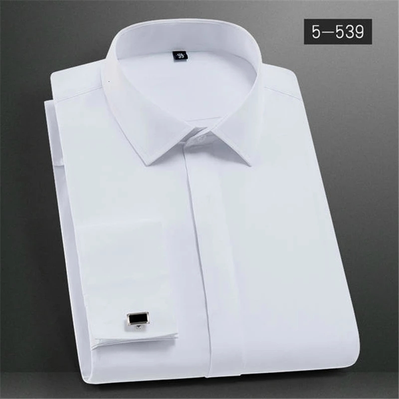 Men's Casual Shirts Fashion Stand Collar Long Sleeve Slim Fit Soft Comfortable Social Dress Men Party Wedding Male Tuxedo White 230221