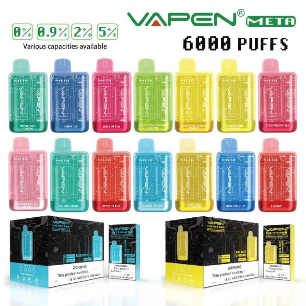 Authentic 0% 2% 5% Options Vapen Meta 6000 Puffs Disposable Vape Pen E Cigarette with Mesh Coil Rechargeable 550mAh Battery Kit
Authentic 0% 2% 5% Options Vapen Meta 6000 Puffs Disposable Vape Pen E Cigarette with Mesh Coil Rechargeable 550mAh Battery Kit