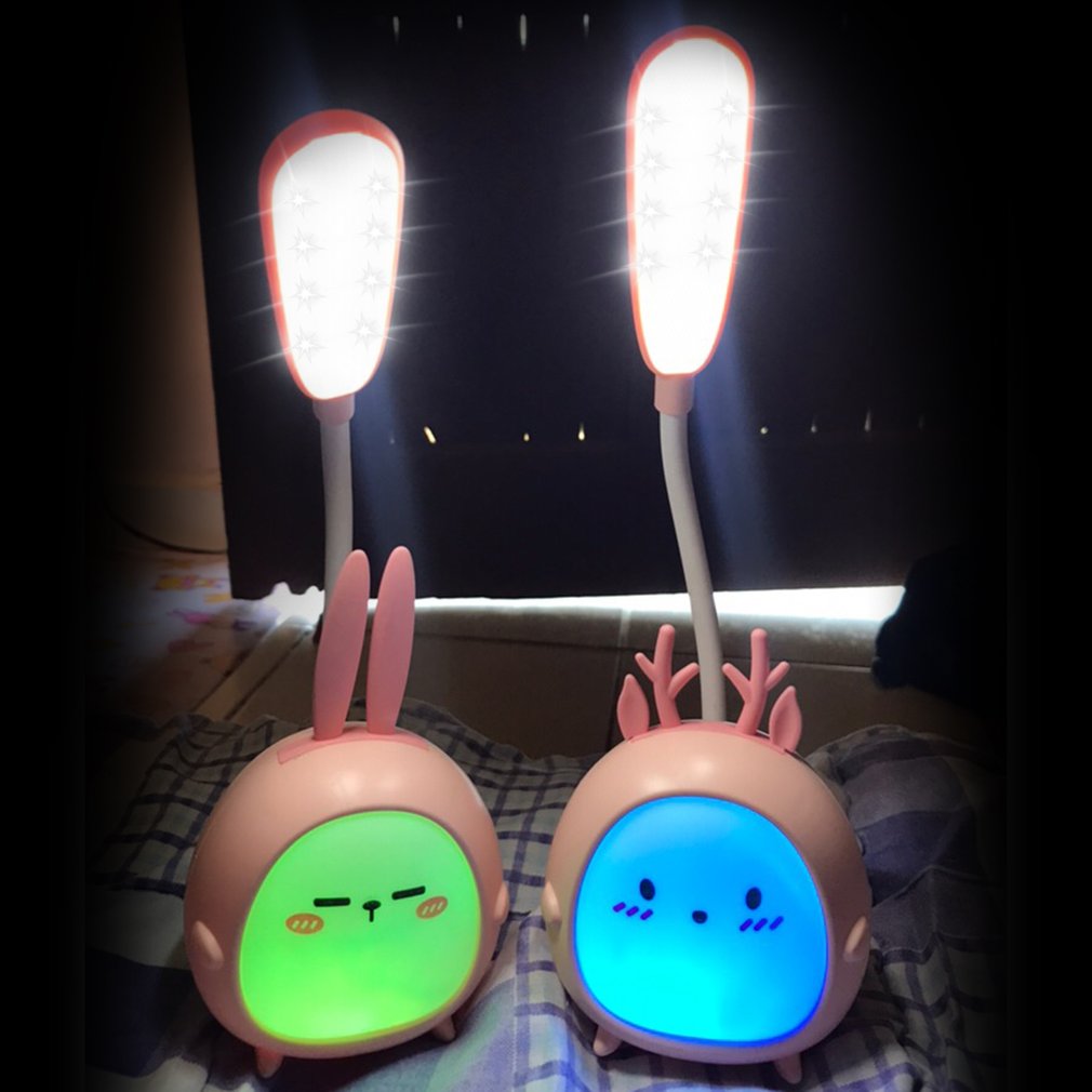 Portable LED Desk Lamp Foldable Light Cute Cartoon Desk Lamp USB Recharge LED Reading Light Eye Protective Colorful Night light