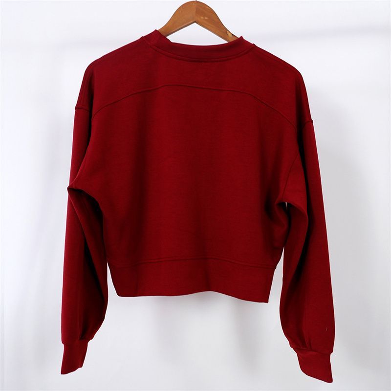 Women Yoga Outfit Sweatshirts Hoodie Loose Long Sleeve Crop Top Fitness Workout High Elasticity Crew Neck Gym Sweatshirts