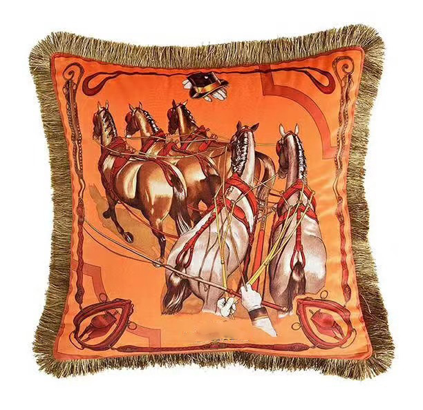 Pillow Case 2026 New Luxury Case Designer Horse Carriage Print Home Pillow Cover 26W0117