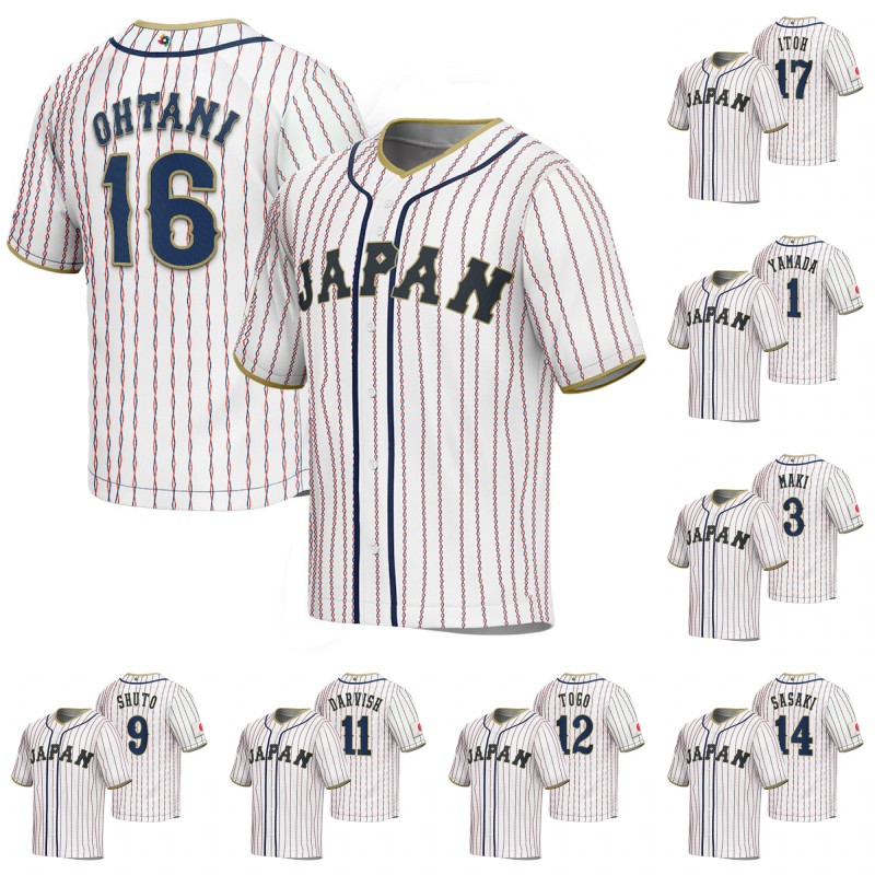 Japan 2023 World Baseball Classic Jersey Shohei Ohtani Yu Darvish Roki Sasaki Tetsuto Yamada Sosuke Genda Shugo Maki Takumu Nakano Shosei Togo Yuki Matsui Taisei Ota, Blank no name no number
Japan 2023 World Baseball Classic Jersey Shohei Ohtani Yu Darvish Roki Sasaki Tetsuto Yamada Sosuke Genda Shugo Maki Takumu Nakano Shosei Togo Yuki Matsui Taisei Ota, Blank no name no number