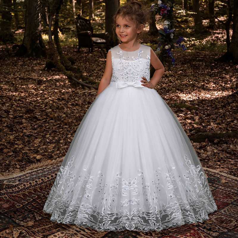 Special Occasions Flower Girls Princess Dress Teen Girl Party Bridesmaid Dresses For Kids Wedding Costome Tulle Lace Children Evening Vestidos W0221